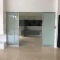 minimalist frosted sliding room dividers