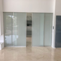 stacking frosted glass sliding door room dividers